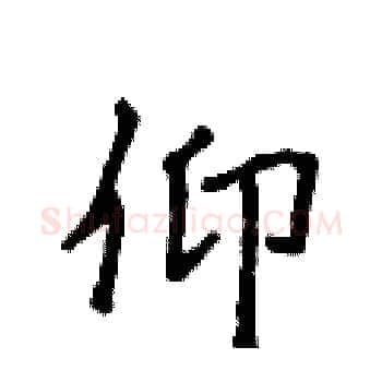 仰硬笔楷书写法,摘自侯登峰硬笔书法字帖