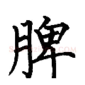 脾硬笔楷书写法,摘自何伯昌硬笔书法字帖