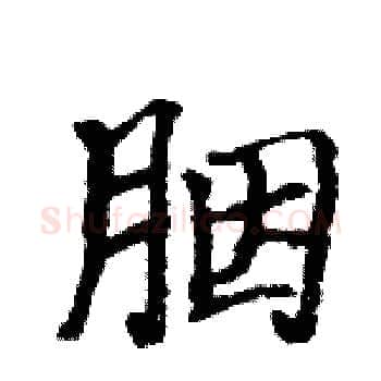 胭硬笔楷书写法,摘自骆恒光硬笔书法字帖