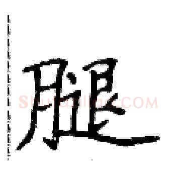 腿硬笔楷书写法,摘自侯登峰硬笔书法字帖