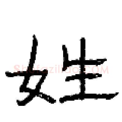 姓硬笔隶书写法,摘自曾庆福硬笔书法字帖