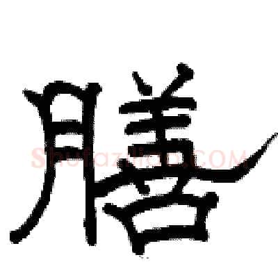 膳硬笔隶书写法,摘自骆恒光硬笔书法字帖