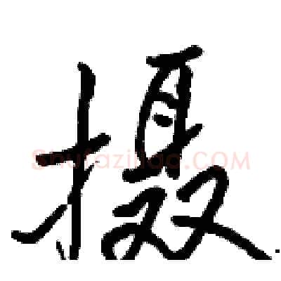 摄硬笔行书写法,摘自骆恒光硬笔书法字帖