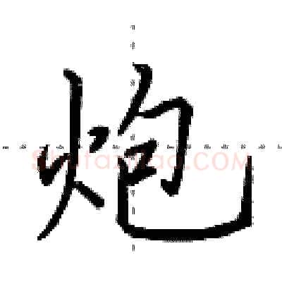 炮硬笔行书写法,摘自田英章硬笔书法字帖
