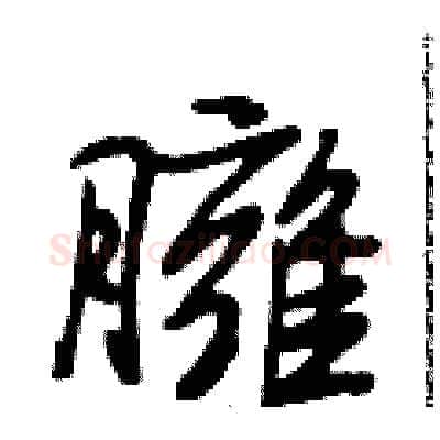 臃硬笔行书写法,摘自段相林硬笔书法字帖