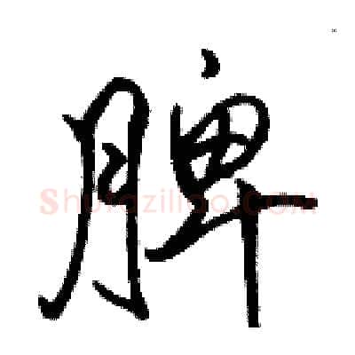 脾硬笔行书写法,摘自骆恒光硬笔书法字帖