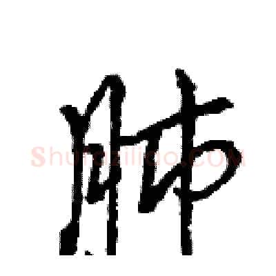 肺硬笔行书写法,摘自王旻硬笔书法字帖