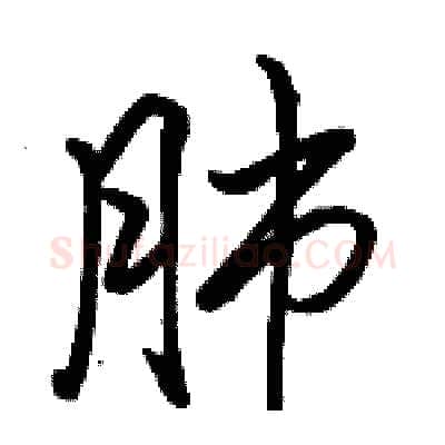肺硬笔行书写法,摘自骆恒光硬笔书法字帖